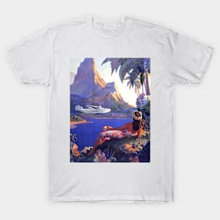 South Sea Islands Girl Seaplane Paradise T-Shirt